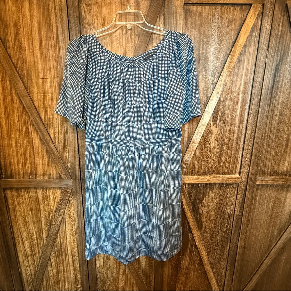Banana Republic Blue Checkered Midi Dress - Size 14